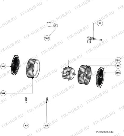 Взрыв-схема вытяжки Electrolux DBL7035CN - Схема узла Motor